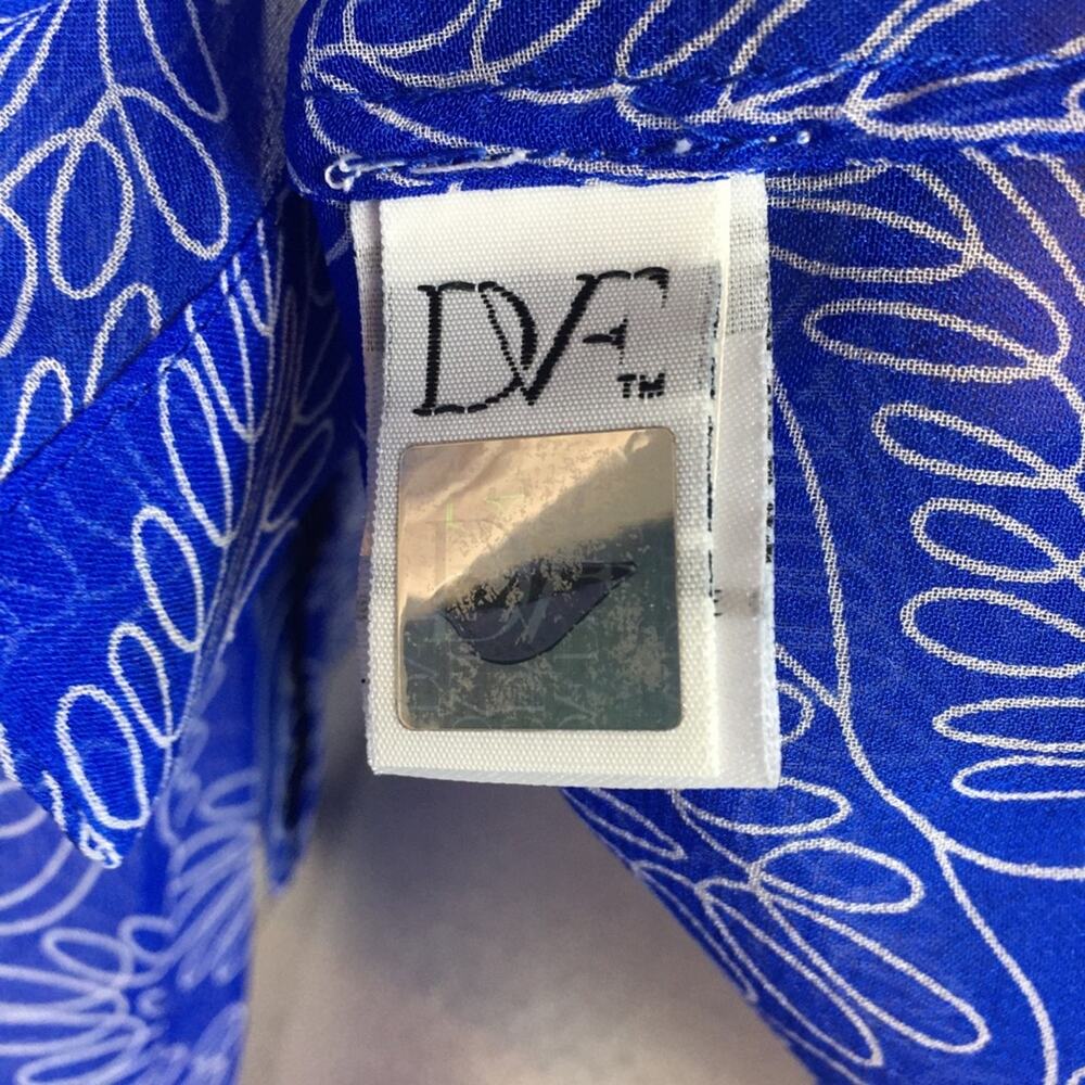 Diane Von Furstenberg Blue Leaf Print Silk Sheer Top 2 - Picture 6 of 10
